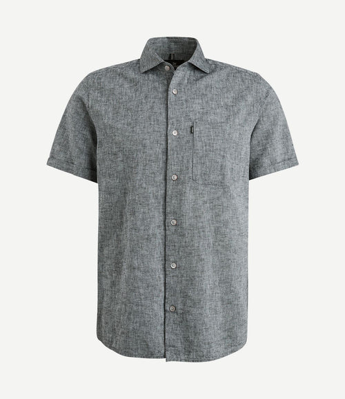 Short sleeve overhemd linnen antraciet