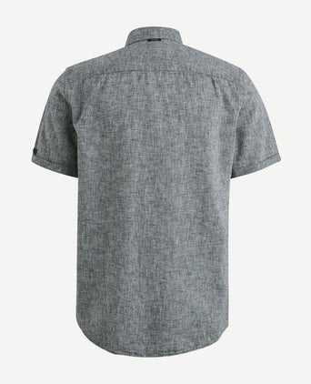 Short sleeve overhemd linnen antraciet