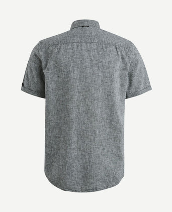 Short sleeve overhemd linnen antraciet