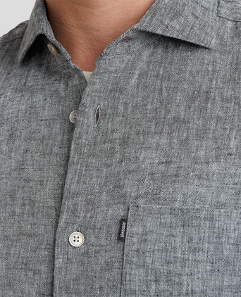 Short sleeve overhemd linnen antraciet