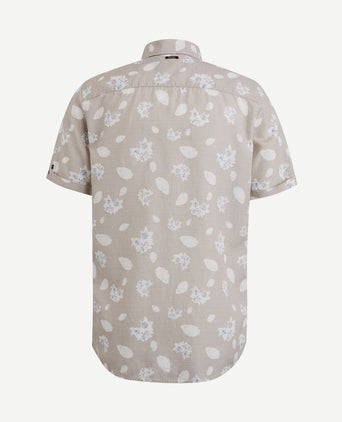 Short sleeve overhemd linnen beige