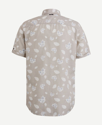 Short sleeve overhemd linnen beige