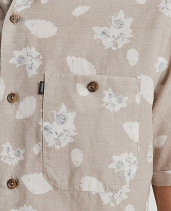 Short sleeve overhemd linnen beige
