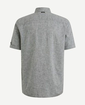 Short sleeve overhemd linnen blend dark slate