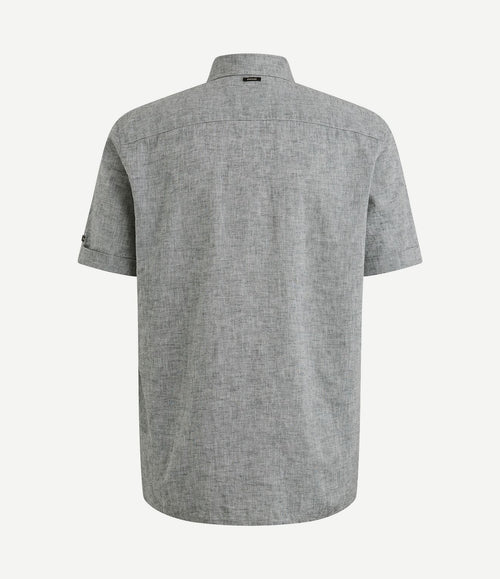 Short sleeve overhemd linnen blend dark slate