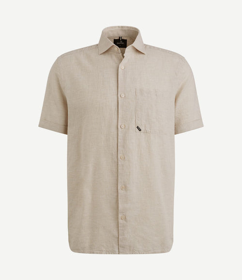 Short sleeve overhemd linnen blend ecru