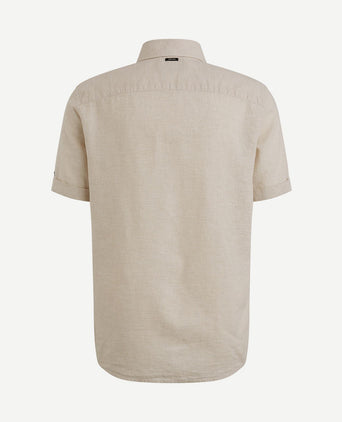 Short sleeve overhemd linnen blend ecru