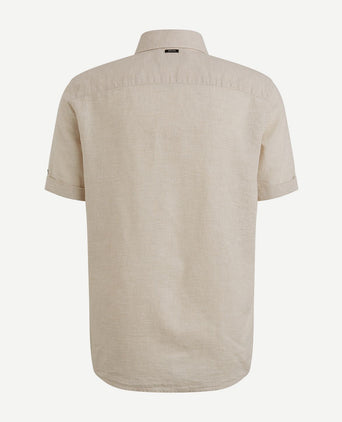Short sleeve overhemd linnen blend ecru