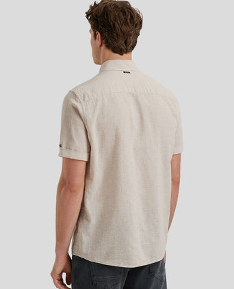 Short sleeve overhemd linnen blend ecru