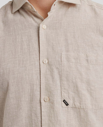 Short sleeve overhemd linnen blend ecru