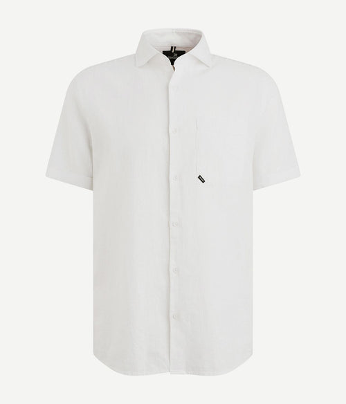 Vanguard short sleeve overhemd linnen blend wit | Regular-fit