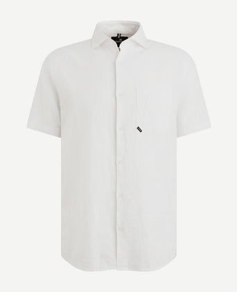 Short sleeve overhemd linnen blend wit