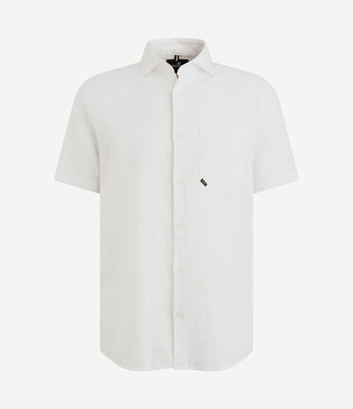 Short sleeve overhemd linnen blend wit