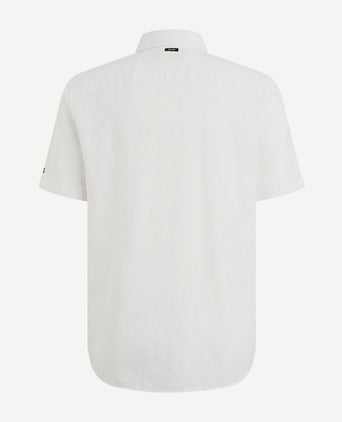 Short sleeve overhemd linnen blend wit