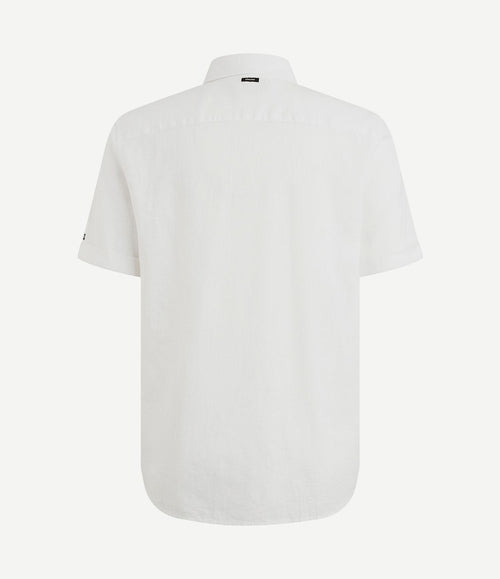 Short sleeve overhemd linnen blend wit