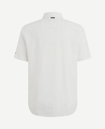 Short sleeve overhemd linnen blend wit