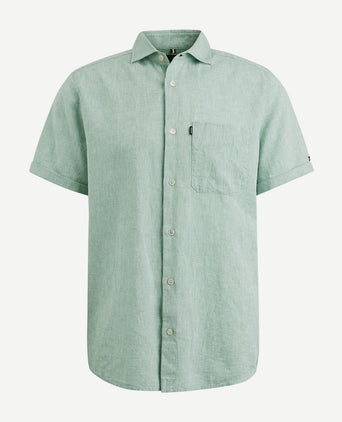 Vanguard short sleeve overhemd linnen groen | Regular-fit