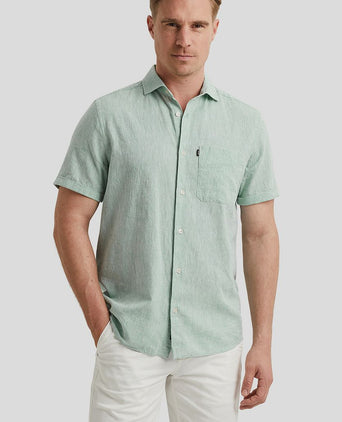 Vanguard short sleeve overhemd linnen groen | Regular-fit