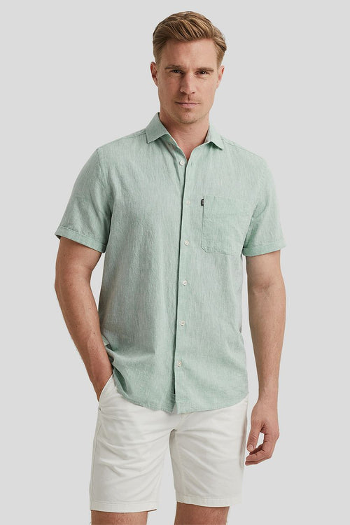 Vanguard short sleeve overhemd linnen groen | Regular-fit