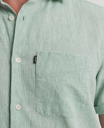 Vanguard short sleeve overhemd linnen groen | Regular-fit