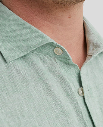 Vanguard short sleeve overhemd linnen groen | Regular-fit