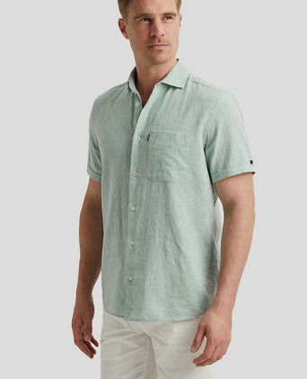 Vanguard short sleeve overhemd linnen groen | Regular-fit