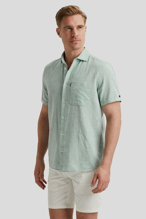 Vanguard short sleeve overhemd linnen groen | Regular-fit