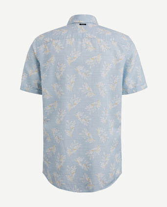 Short sleeve overhemd linnen lichtblauw
