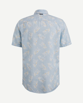 Short sleeve overhemd linnen lichtblauw