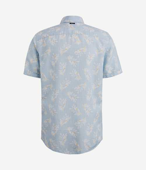 Short sleeve overhemd linnen lichtblauw
