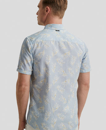 Short sleeve overhemd linnen lichtblauw