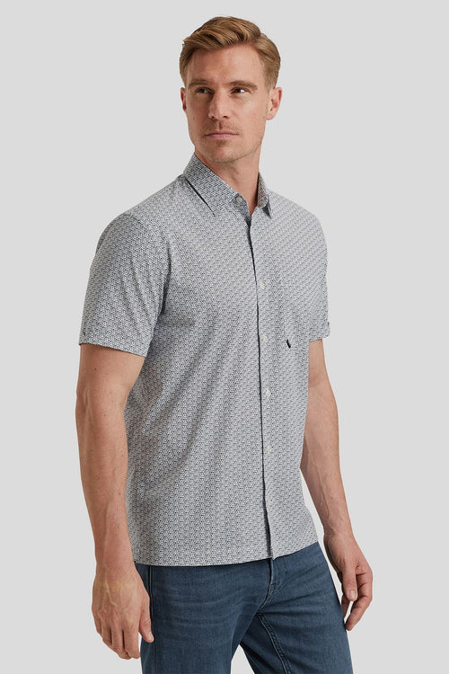 Vanguard short sleeve overhemd print blauw | Regular-fit