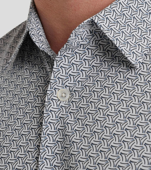 Vanguard short sleeve overhemd print blauw | Regular-fit