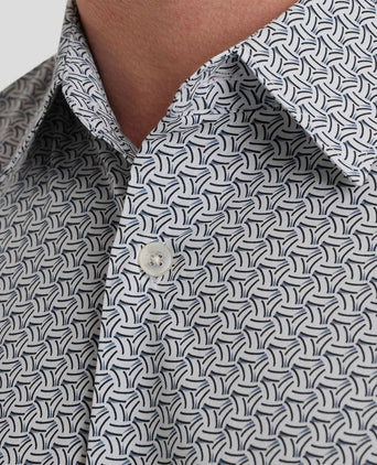 Short sleeve overhemd print blauw