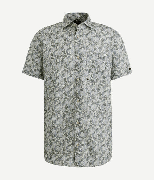 Vanguard short sleeve overhemd print blauw groen | Regular-fit