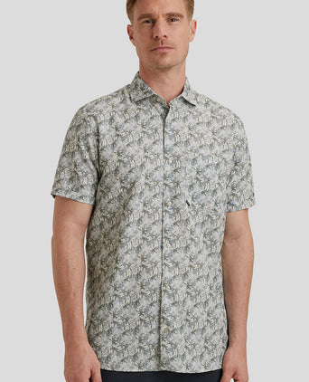 Vanguard short sleeve overhemd print blauw groen | Regular-fit