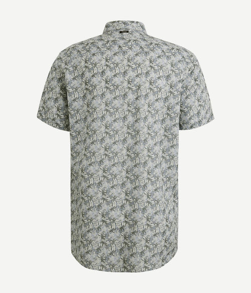 Vanguard short sleeve overhemd print blauw groen | Regular-fit