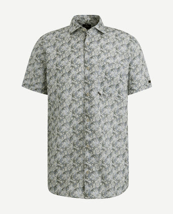 Short sleeve overhemd print blauw groen