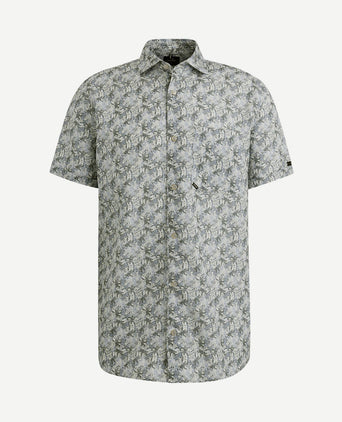 Short sleeve overhemd print blauw groen