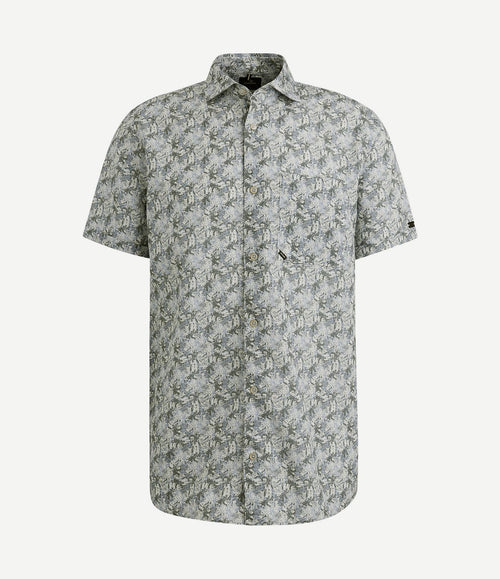 Short sleeve overhemd print blauw groen