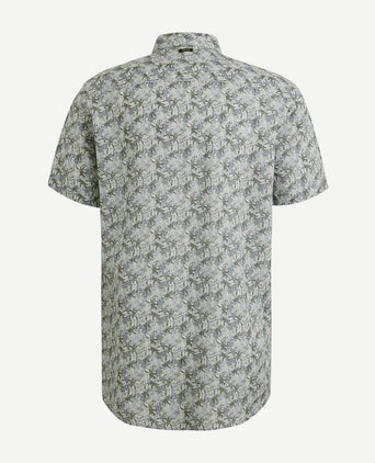 Short sleeve overhemd print blauw groen