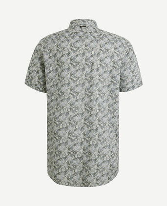 Short sleeve overhemd print blauw groen