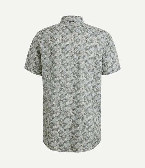 Short sleeve overhemd print blauw groen