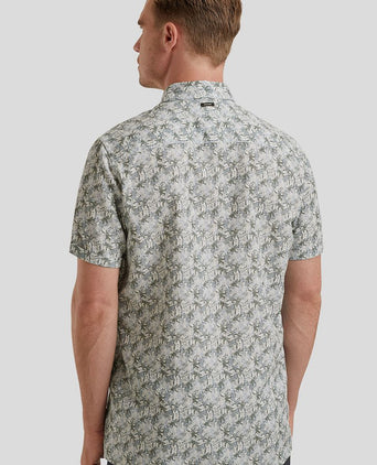 Short sleeve overhemd print blauw groen