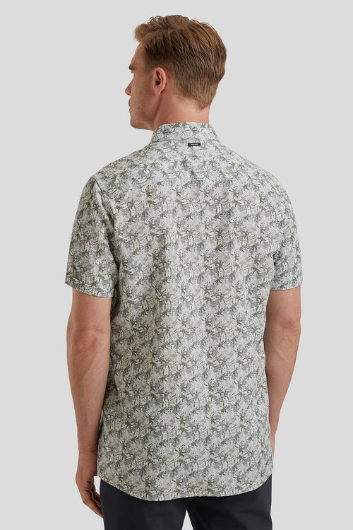 Short sleeve overhemd print blauw groen