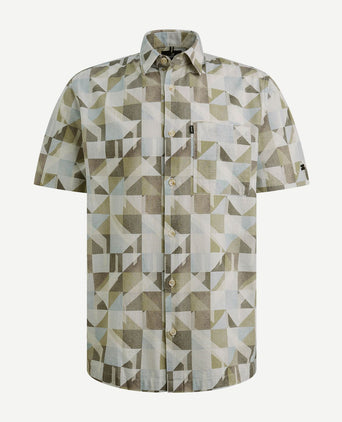 Short sleeve overhemd print groen