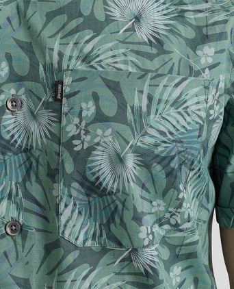 Short sleeve overhemd print groen