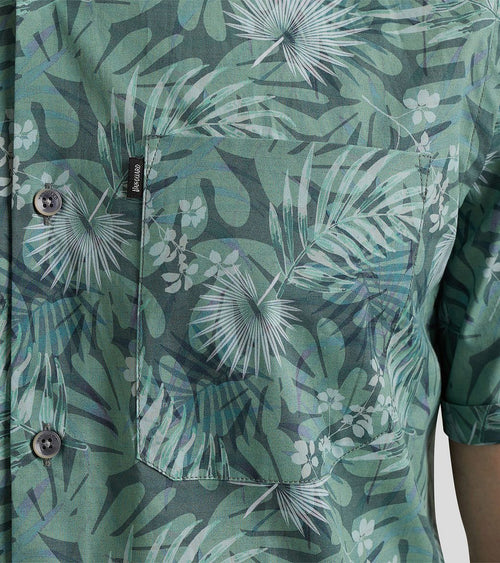 Short sleeve overhemd print groen
