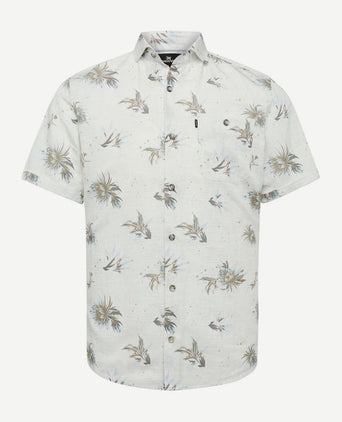 Short sleeves overhemd bloemen ecru