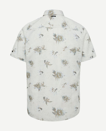 Short sleeves overhemd bloemen ecru
